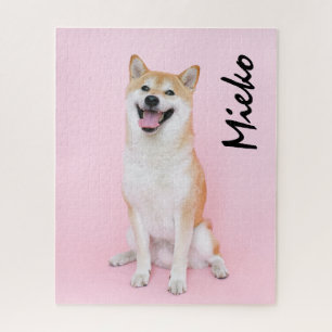 Your Dog Pet Photo Personalized Name Shibu Inu Jigsaw Puzzle