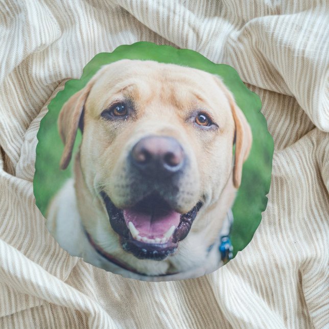  Your Dog Photo Keepsake Personalized Round Pillow (Your Dog Photo Keepsake Personalized Round Pillow by Ricaso. Add your own two photographs. Pet gifts)