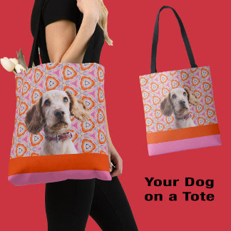 Your Dog Photo Name Font Colour Options Tote Bag