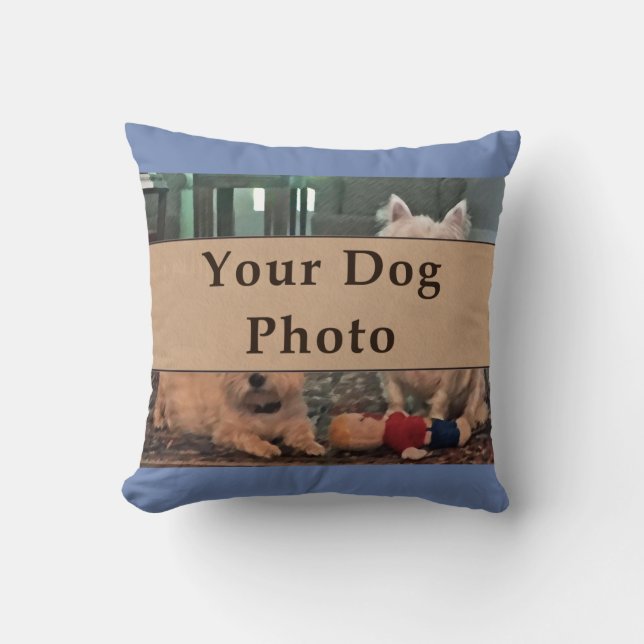 Your Dog Photo Pillow, Your Colours, Text, Picture Throw Pillow (Front)