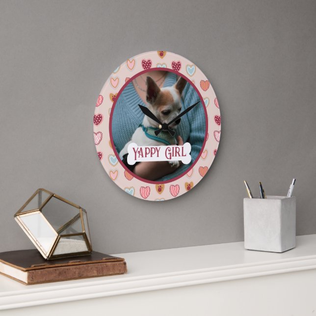 Your Dog Photo Valentine Heart Clock (Office)