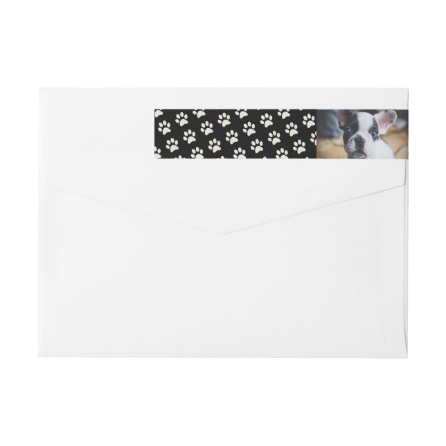 Your Dog Photo with Paw Print Background Custom Wrap Around Label (Back)