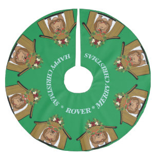 YOUR DOG PHOTOS and Name Christmas Tree Skirt