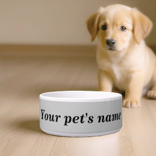 Your Dog’s Name With Gray Background on Pet Bowl