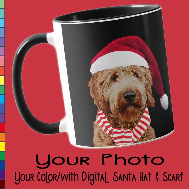 Your Dog Santa Hat Photo Custom Colour Gift Mom  Mug (Creator Uploaded)