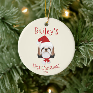 Your Dog's First Christmas - Cute Shih Tzu  Ceramic Ornament
