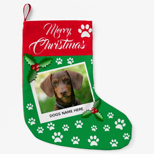 Your Dog's Photo Cute Dog Small Christmas Stocking (Front)
