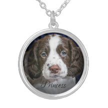 Your Dogs Photo with Name Silver Plated Necklace