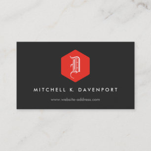 YOUR ELEGANT MONOGRAM LOGO IN RED & BLACK BUSINESS CARD