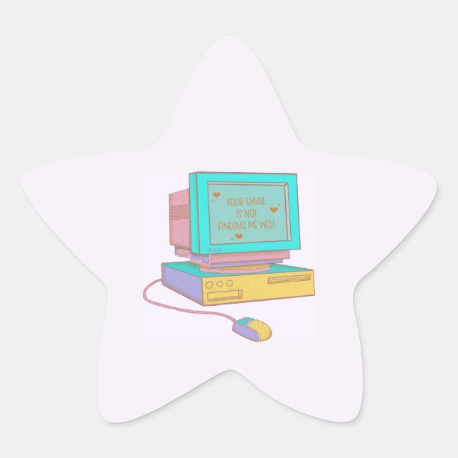 Your Email Is Not Finding Me Well Funny Retro Star Sticker (Front)