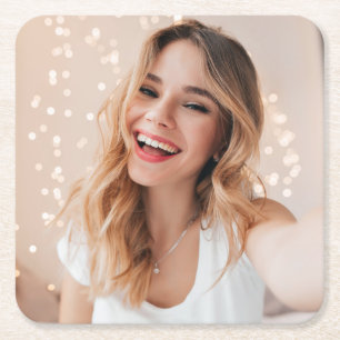 Your face on a birthday square paper coaster