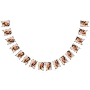 Your face on a personalized welcome home party bunting flags