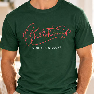 Your Family Christmas Modern Script Family Name T-Shirt