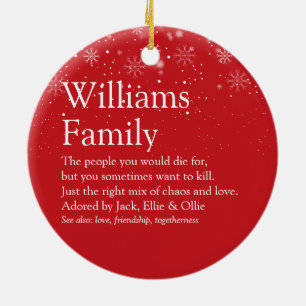 Your Family Definition Photo Christmas Ceramic Ornament