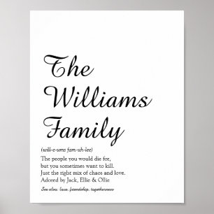 Your Family Definition Script Black and White Poster
