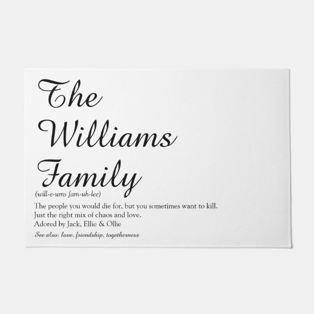 Your Family Definition Script Fun Modern Doormat (Front)