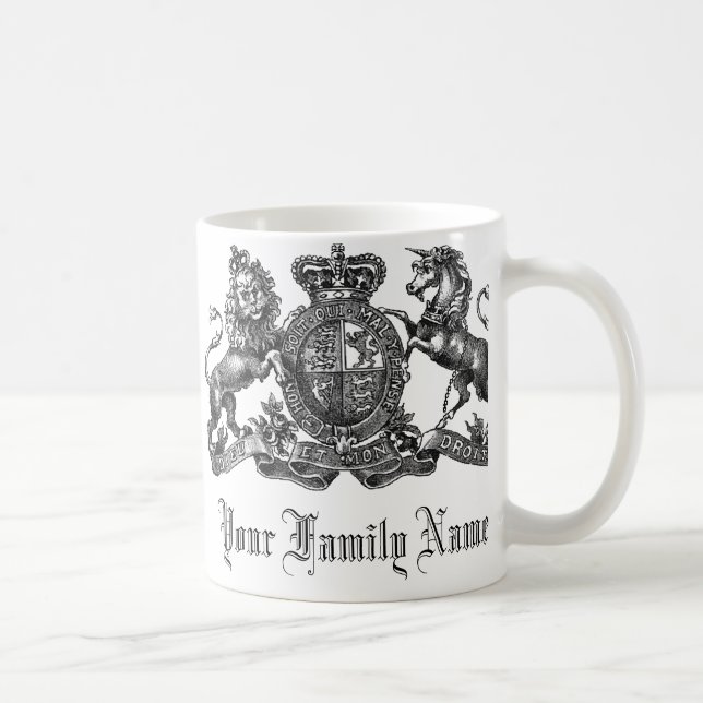 Your Family Name Customizable Crest Coffee Mug (Right)