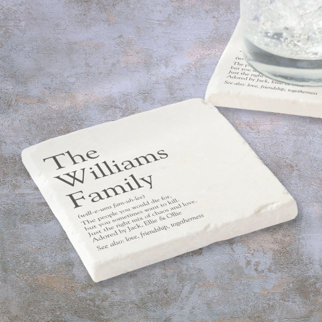 Your Family Name Definition Personalized Stone Coaster (Family Name Definition Personalized Stone Coaster)