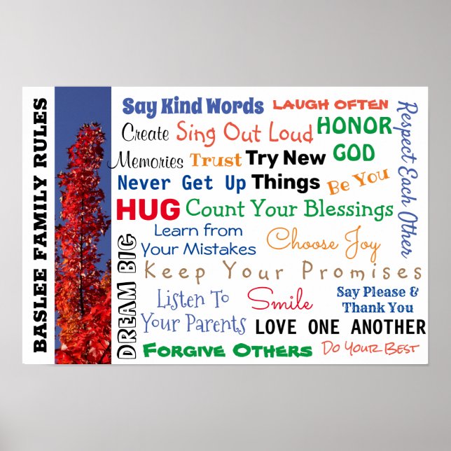 YOUR FAMILY NAME FAMILY RULES Art Sign (Front)