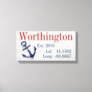 Your Family Name Latitude and Longitude Canvas Print