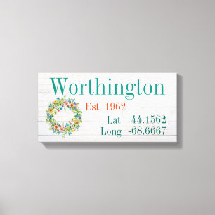 Your Family Name Latitude and Longitude Canvas Print