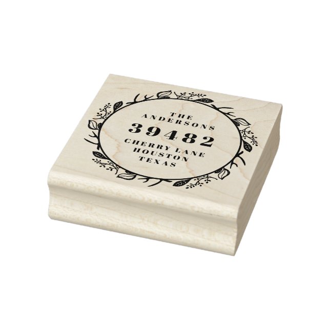 Your Family Name Return Address Wreath Rubber Stamp (Stamp)