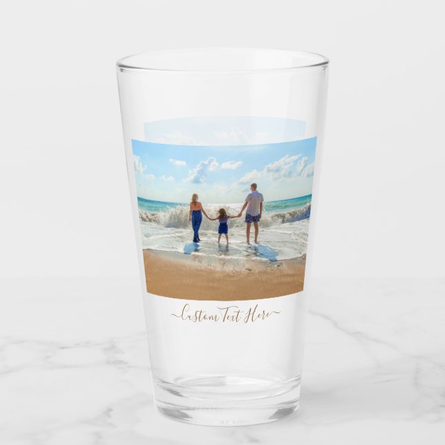 Your Family Photo and Custom Text Glass (Front)