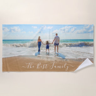 Your Family Photo Beach Towel Text The Best Family
