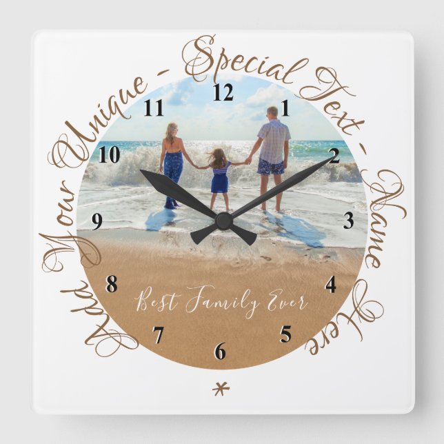 Your Family Photo Clock Text - Best Family Ever (Front)