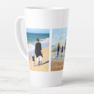 Your Family Photo Collage Latte Mug with Text