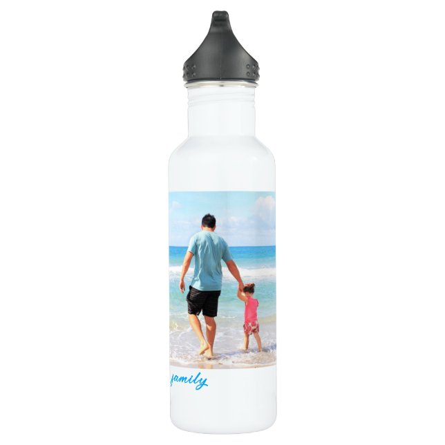 Your Family Photo Collage Water Bottle with Text (Right)