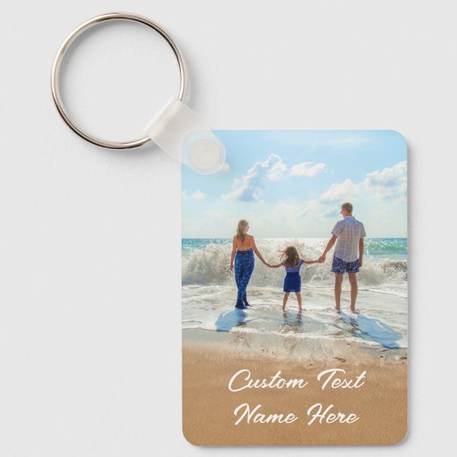 Your Family Photo Keychain Gift Custom Text Name (Front)