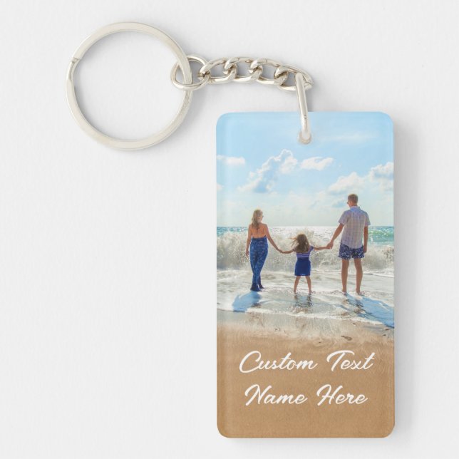 Your Family Photo Keychain Gift with Custom Text (Front)