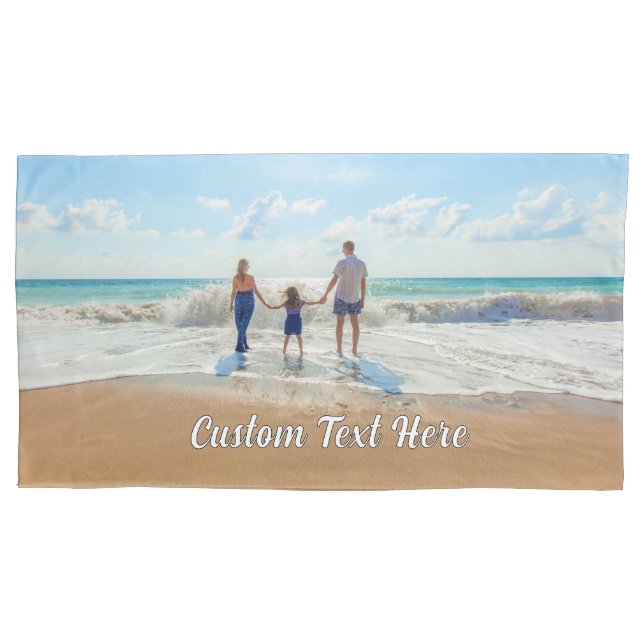 Your Family Photo Pillow Case with Custom Text (Front)