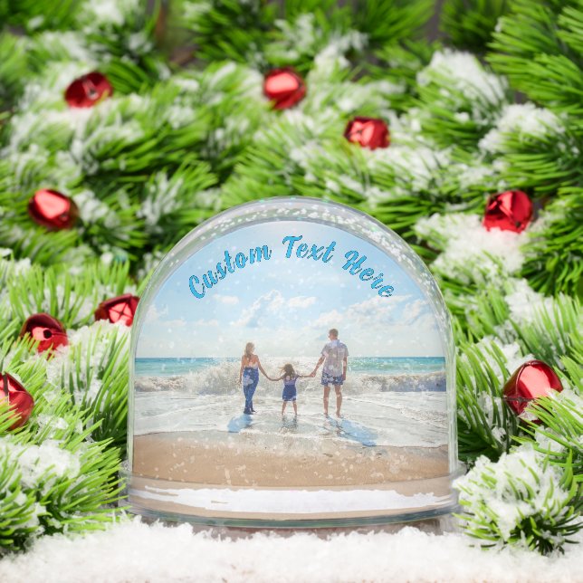 Your Family Photo with Custom Text Personalized Snowglobe (Christmas)