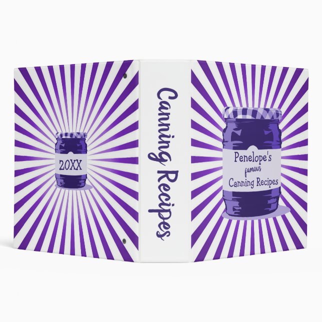 Your Famous Canning Recipes Purple Jelly Jar Dated Binder (Background)
