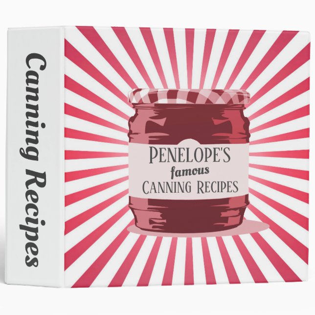 Your Famous Canning Recipes Red Jelly Jar Dated Binder (Front/Spine)