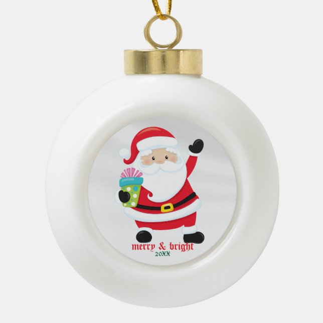  Your favourite Personalized Christmas Icon Santa Ceramic Ball Christmas Ornament (Front)