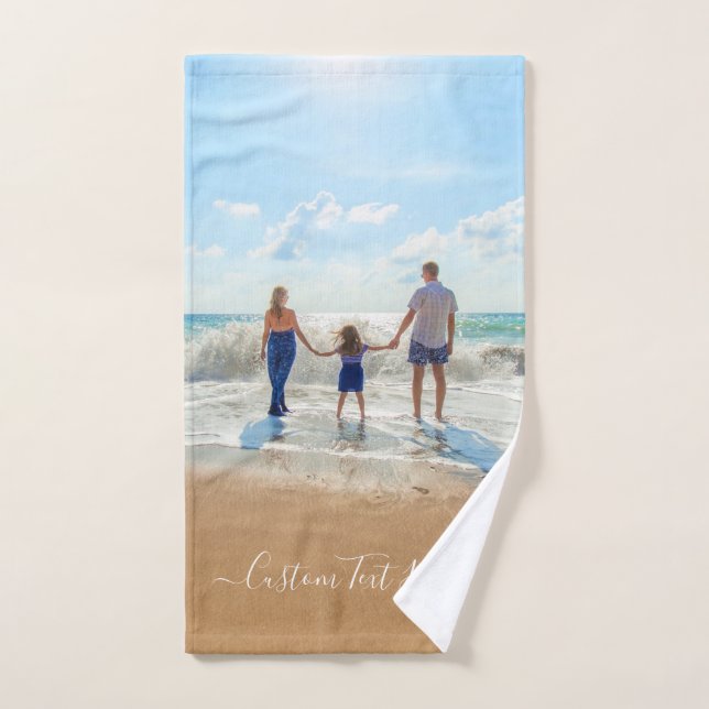 Your Favourite Photo Bath Towels with Custom Text (Hand Towel)