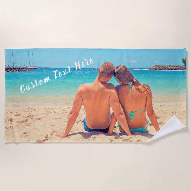 Your Favourite Photo Beach Towel with Custom Text (Front)
