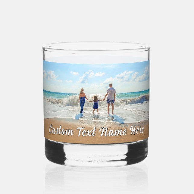 Your Favourite Photo Custom Text Name Personalized Whiskey Glass (Front)