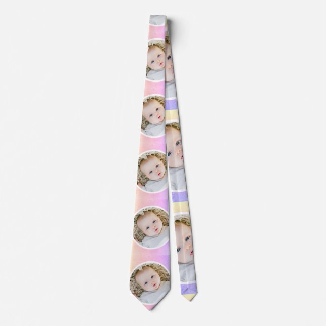 Your Favourite Photo Pastel Gradient Circle Frames Tie (Front)