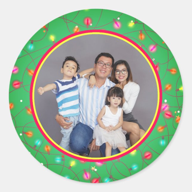 Your Favourite Photo Personalized Picture Christma Classic Round Sticker (Front)