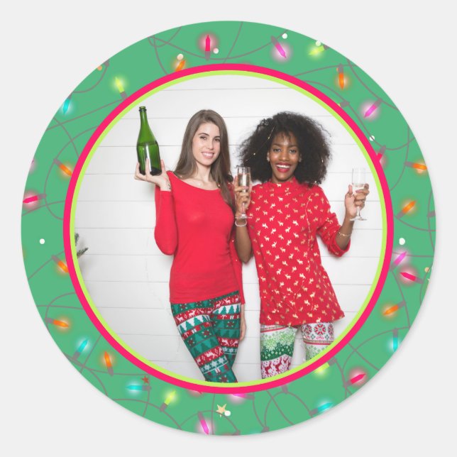 Your Favourite Photo Personalized Picture Holiday  Classic Round Sticker (Front)