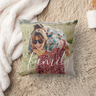 Your Favourite Photo Script Family Throw Pillow