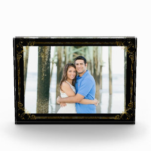 Your Favourite Photo with Thin Gold Frame on Black