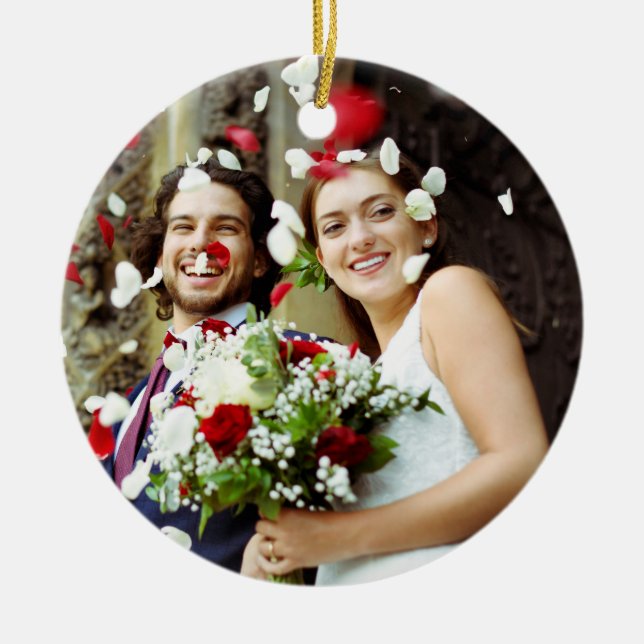 Your Favourite Wedding Photos Ceramic Ornament (Front)