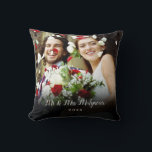 Your Favourite Wedding Photos Script Name Date Throw Pillow<br><div class="desc">Personalise with your favourite wedding photo featuring your family name and the year,  creating a unique memory and gift. A lovely keepsake from your special day!</div>