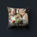 Your Favourite Wedding Photos Script Name Date Throw Pillow<br><div class="desc">Personalise with your favourite wedding photo featuring your family name and the year,  creating a unique memory and gift. A lovely keepsake from your special day!</div>