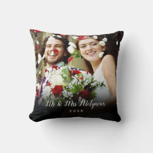 Your Favourite Wedding Photos Script Name Date Throw Pillow